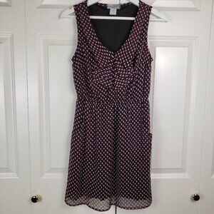 Nordstrom Fishbowl Dress Black Mini V-Neck Juniors Small Geometric Dots Pockets